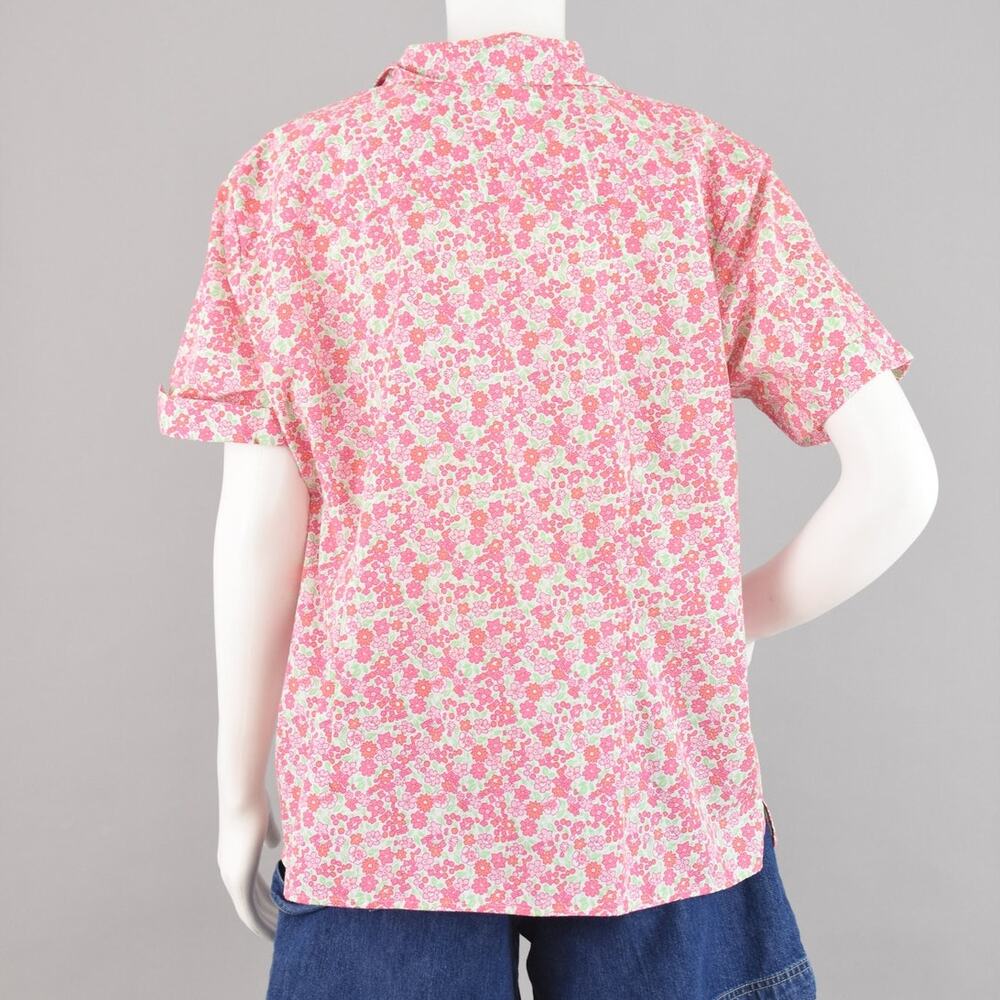 Vintage Basic Editions Pink Floral Short Sleeve Shirt Women's XL - Picture 9 of 10